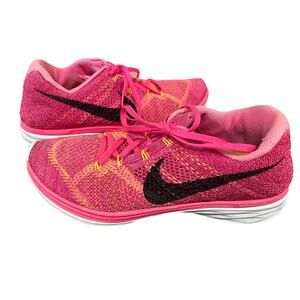 Nike Women’s Size 10 Flyknit Lunar3 Pink Orange Sneakers Running Shoes